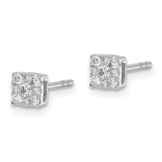 Shop 14K White Gold Diamond Cluster Stud Earrings - Stylish Luxury at Great Price