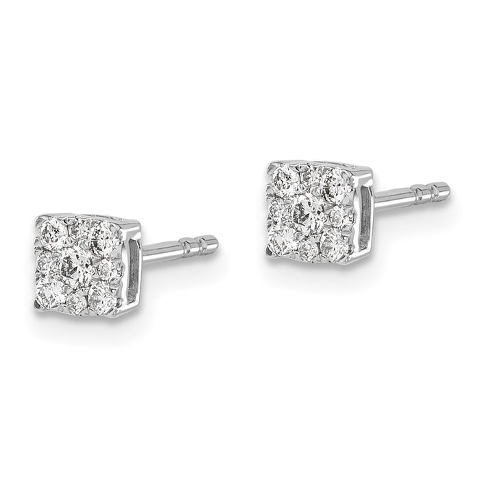 Shop 14K White Gold Diamond Cluster Stud Earrings - Stylish Luxury at Great Price-2