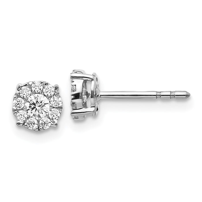 Buy Exclusive 14K White Gold Diamond Cluster Stud Earrings - Stylish Value!-1