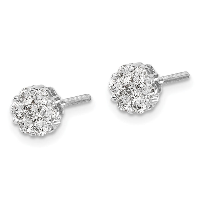 Shop Stylish 14K White Gold Diamond Cluster Screw-Back Earrings | Affordable Luxury-2