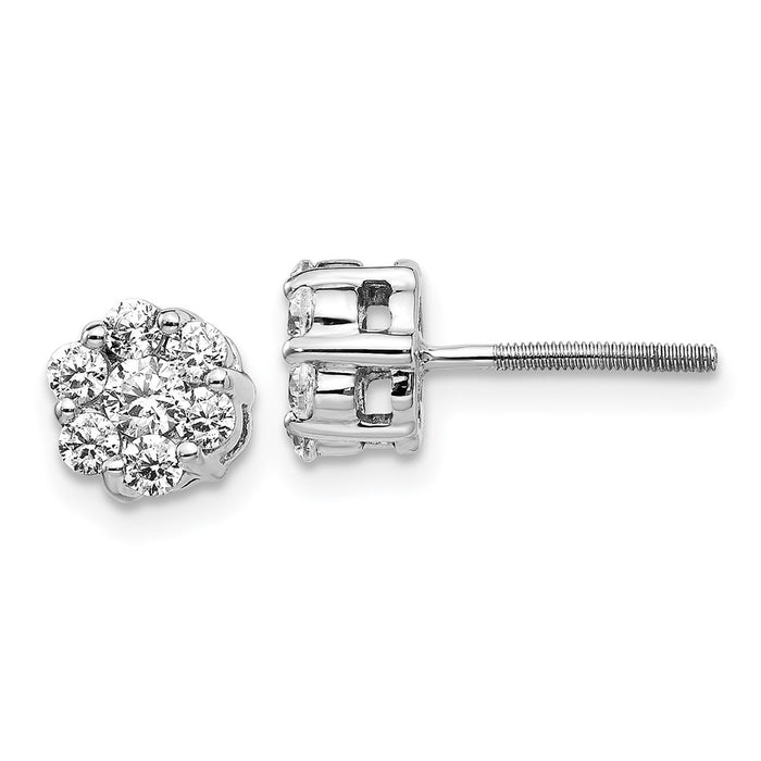Shop Stylish 14K White Gold Diamond Cluster Screw-Back Earrings | Affordable Luxury-1