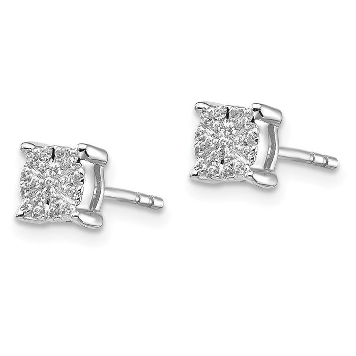 High-Quality 14K White Gold Diamond Cluster Stud Earrings - Stylish Value!-2