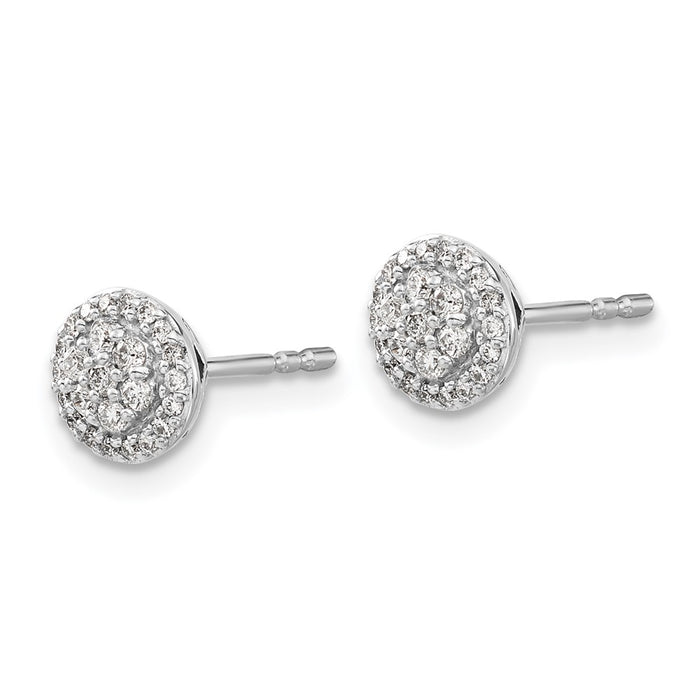 Exclusive 14K White Gold Diamond Cluster Stud Earrings - Affordable Luxury-2