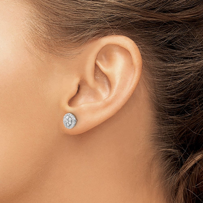 Shop Stylish 14K White Gold Diamond Cluster Stud Earrings - Luxury Value-3