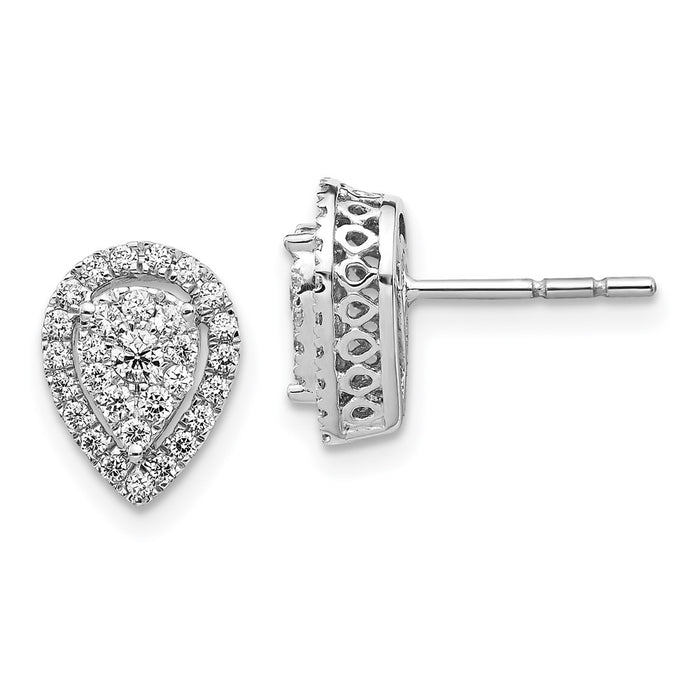 Exclusive 14K White Gold Diamond Teardrop Cluster Stud Earrings - Luxury Style-1