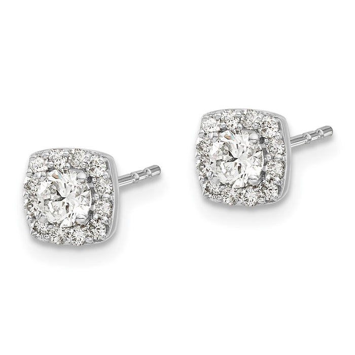 Exclusive 14K White Gold Diamond Cluster Square Earrings - Stylish & Affordable-2