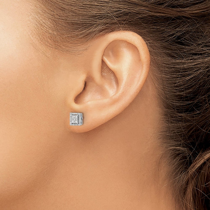 Buy Exclusive 14K White Gold Diamond Earrings - Stylish Square, 0.85mm-3