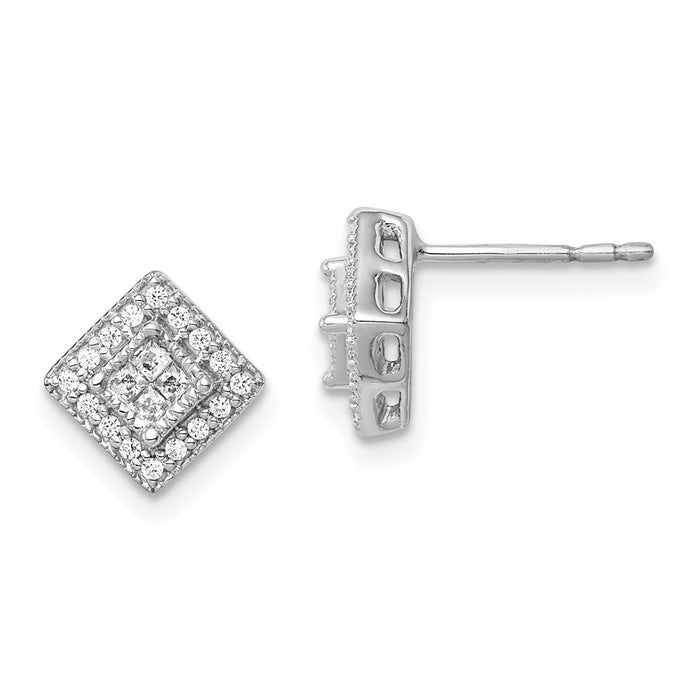 Shop Exclusive 14K White Gold Diamond Stud Earrings - Stylish Luxury Value!-1