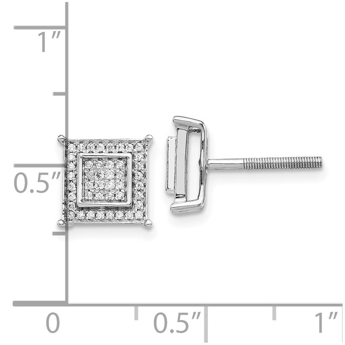 Buy Stylish 10K White Gold Diamond Double Square Bezel Set Earrings - Luxury Design-4