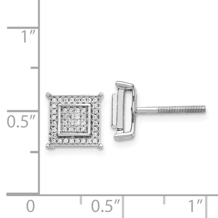 Buy 14K White Gold Small Double Square Diamond Earrings - Stylish Luxury Value!-4