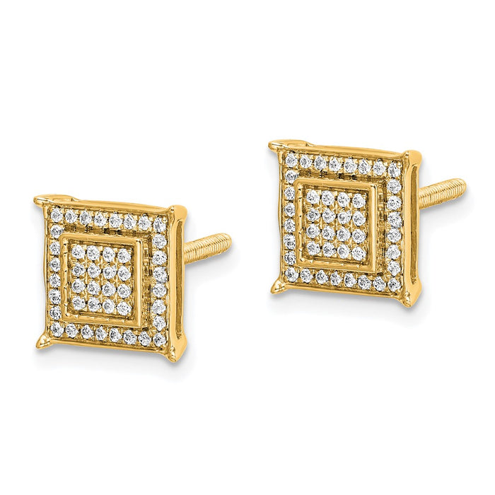 Shop 14K Gold Small Double Square Diamond Stud Earrings - Stylish Luxury-2
