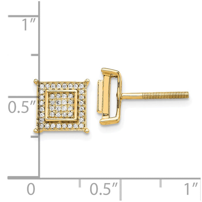 Shop 14K Gold Small Double Square Diamond Stud Earrings - Stylish Luxury-4