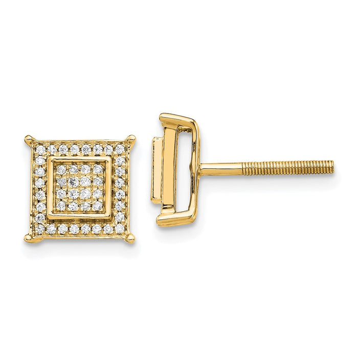 Shop 14K Gold Small Double Square Diamond Stud Earrings - Stylish Luxury-1