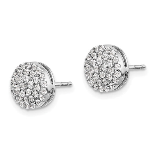 High-Quality 14K White Gold Round Diamond Cluster Stud Earrings - Stylish Value