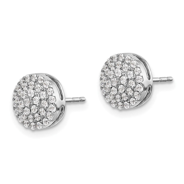 High-Quality 14K White Gold Round Diamond Cluster Stud Earrings - Stylish Value-2