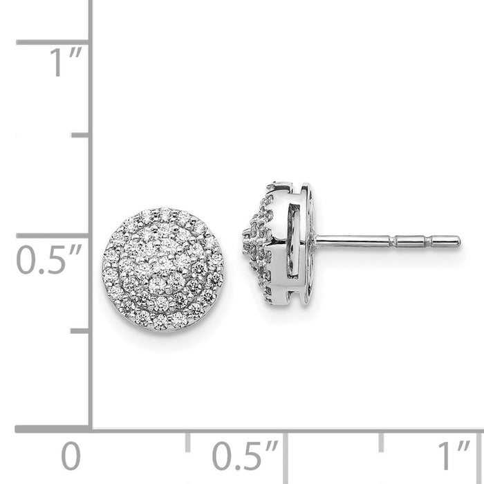 High-Quality 14K White Gold Round Diamond Cluster Stud Earrings - Stylish Value-4
