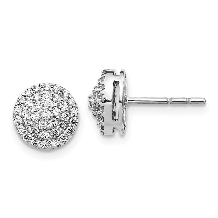 High-Quality 14K White Gold Round Diamond Cluster Stud Earrings - Stylish Value-1