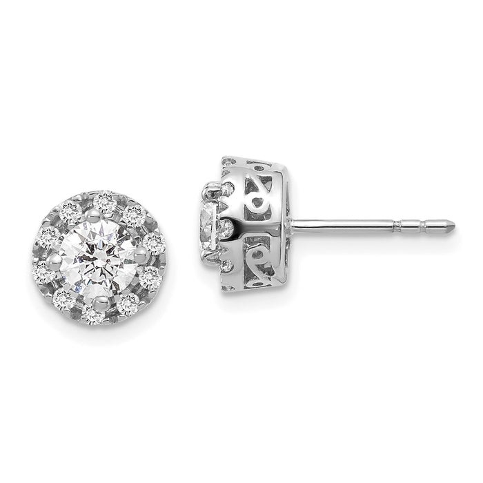 Buy Exclusive 14K White Gold 1 Carat Lab-Grown Diamond Halo Earrings - Luxury Value-1