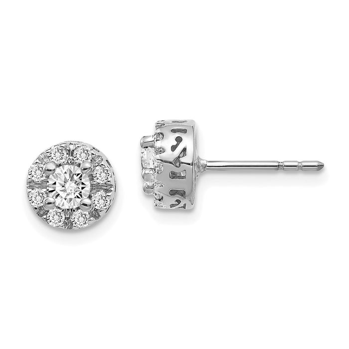Exclusive 14K White Gold Diamond Semi-Mount Stud Earrings - Stylish Value!-1