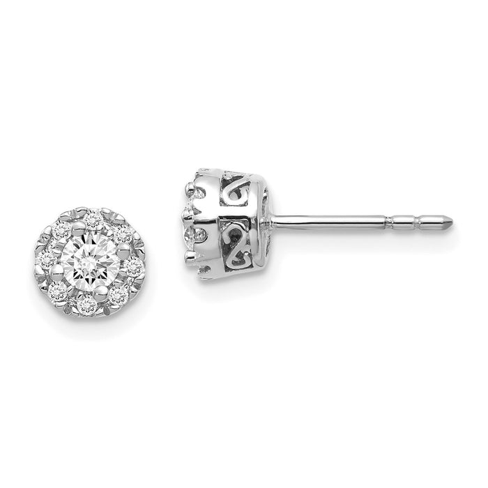 Exclusive 10K White Gold Diamond Semi-Mount Stud Earrings - Stylish Value!-1