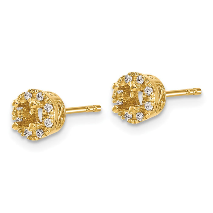 Shop Stylish 14K Gold Diamond Semi-Mount Stud Earrings - Affordable Luxury-2