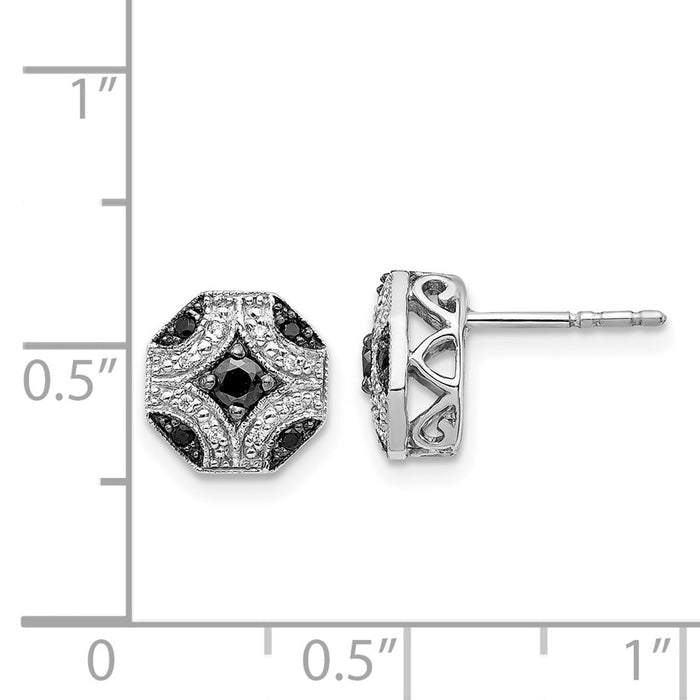 Shop Stylish 14K White Gold Diamond Stud Earrings - Elegant Black & White Design-4