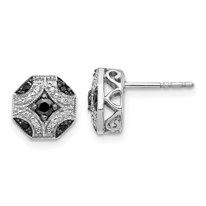 Shop Stylish 14K White Gold Diamond Stud Earrings - Elegant Black & White Design-1