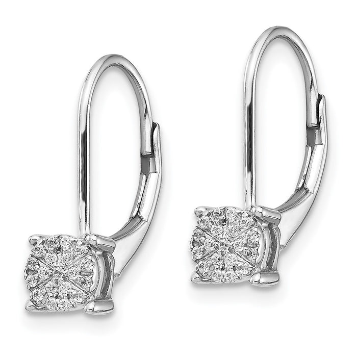 Designer 14K White Gold Diamond Cluster Drop Earrings - Stylish & Affordable!-2