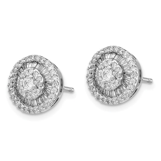 Buy 14K White Gold Diamond Cluster Stud Earrings - Stylish Value, 1.5 Carats