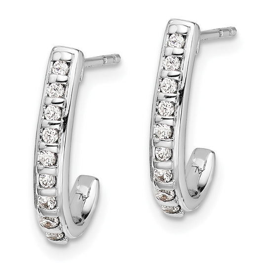 Exclusive 10K White Gold Diamond J-Hoop Earrings | Stylish & Affordable Luxury