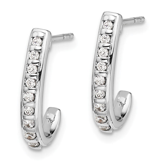 Buy Stylish 14K White Gold J-Hoop Earrings with 1/5 Carat Lab-Grown Diamond