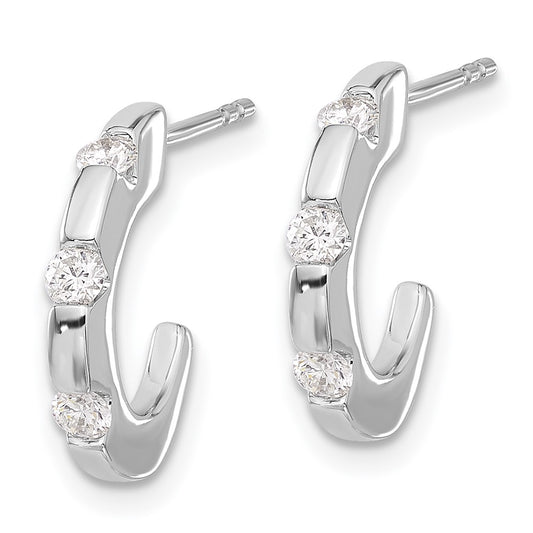 Buy Stylish 14K White Gold Diamond J-Hoop Earrings - Exclusive Design, Affordable Luxury