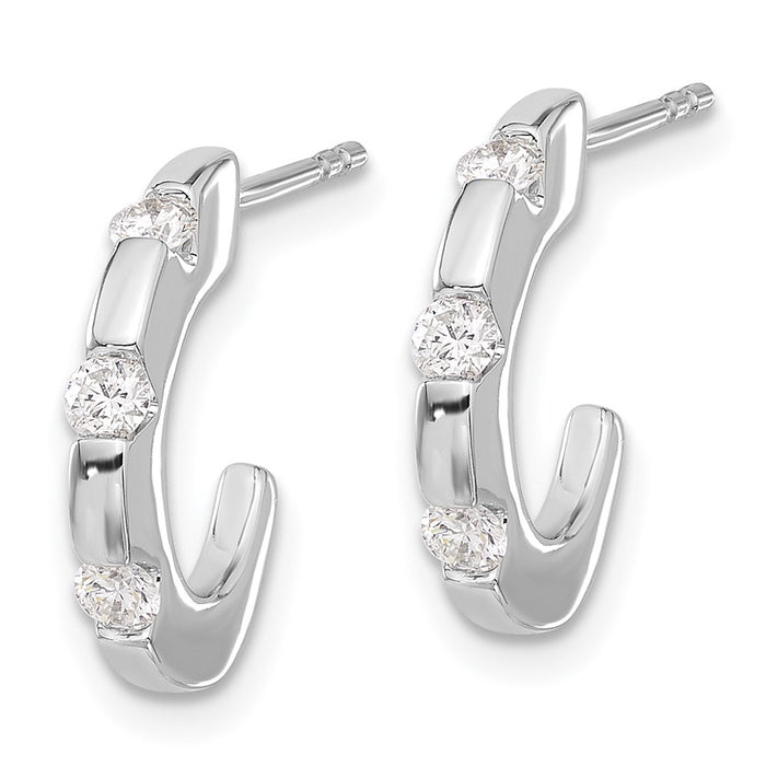 Buy Stylish 14K White Gold Diamond J-Hoop Earrings - Exclusive Design, Affordable Luxury-2