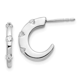Buy Stylish 14K White Gold Diamond J-Hoop Earrings - Exclusive Design, Affordable Luxury