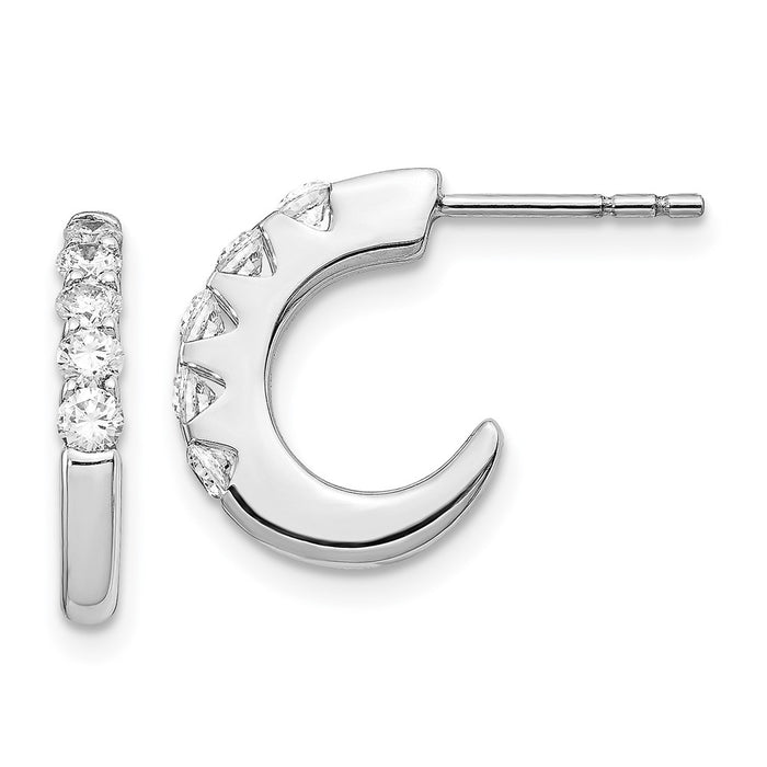 Buy Stylish 14K White Gold Diamond J-Hoop Earrings - Luxury Design, Exclusive Value-1