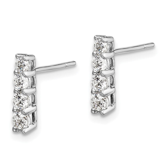 Exclusive 14K White Gold Four-Stone Diamond Stud Earrings - Stylish Luxury-2