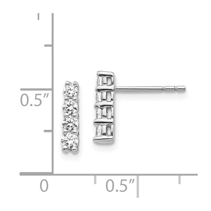 Exclusive 14K White Gold Four-Stone Diamond Stud Earrings - Stylish Luxury-4