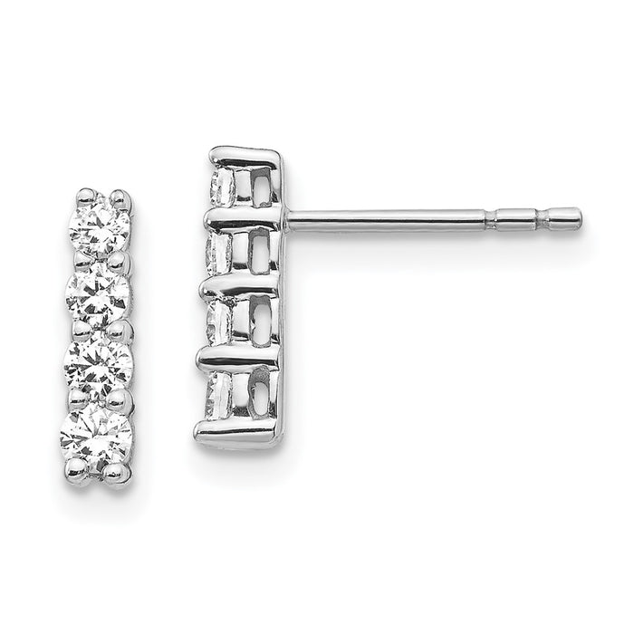 Exclusive 14K White Gold Four-Stone Diamond Stud Earrings - Stylish Luxury-1