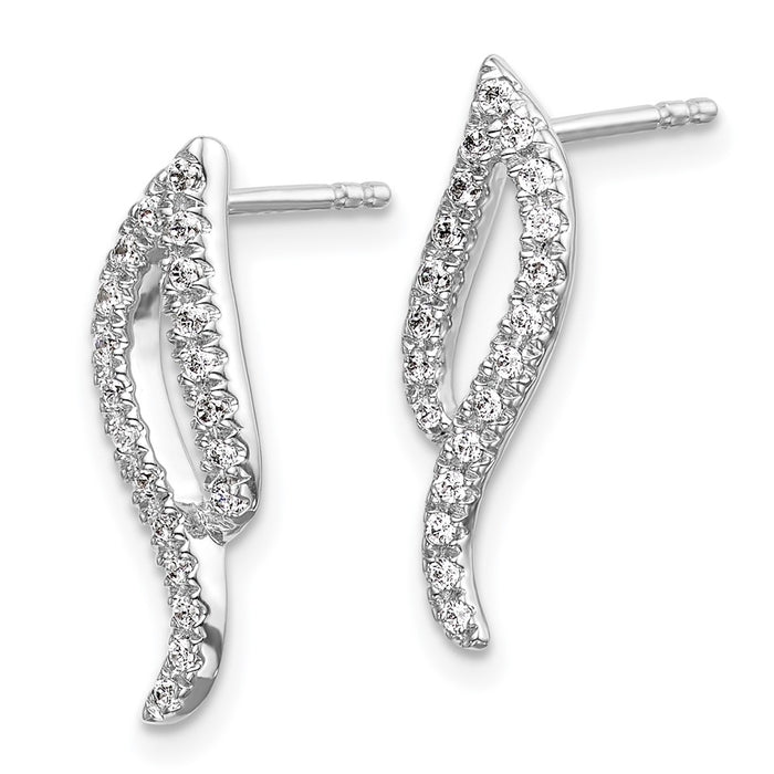High-Quality 14K White Gold Diamond Wave Stud Earrings | Stylish Value Jewelry-2
