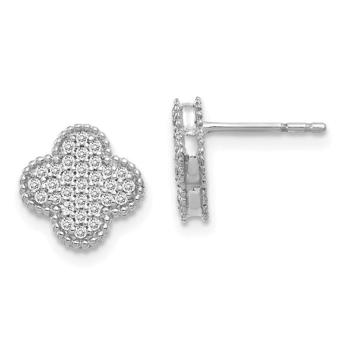 Shop Exclusive 14K White Gold Diamond Quatrefoil Stud Earrings - Stylish Value!-1
