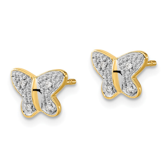Exclusive 14K White Gold Butterfly Stud Earrings - Stylish Diamond Design, 0.85mm-2