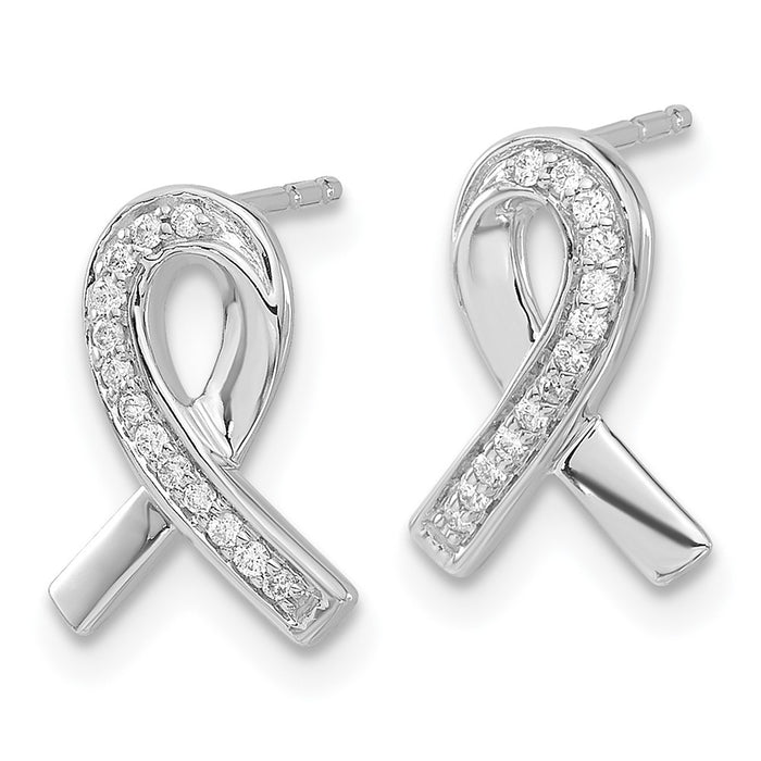 Buy Exclusive 14K White Gold Diamond Ribbon Earrings - Stylish & Affordable!-2