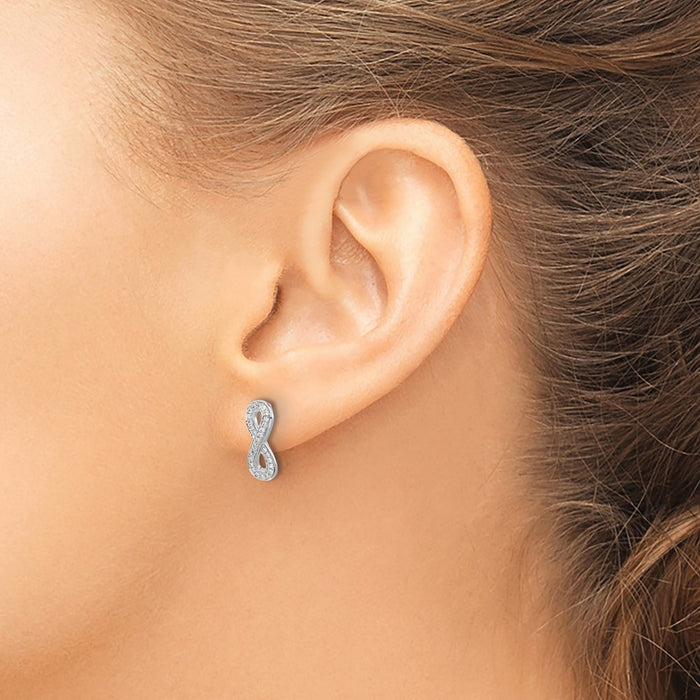 High-Quality 14K White Gold Infinity Diamond Earrings - Stylish & Affordable!-3