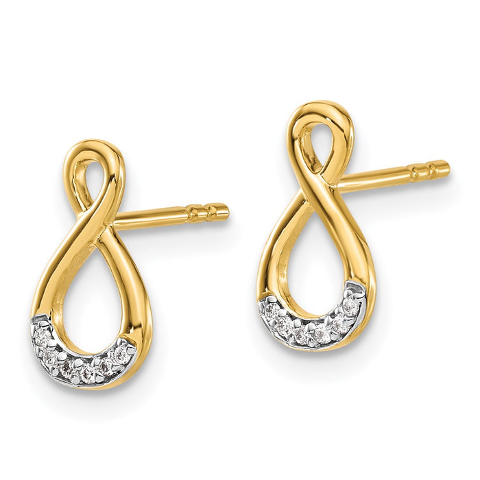 Exclusive 14K Gold & Rhodium Twisted Diamond Post Earrings - Stylish Luxury-1