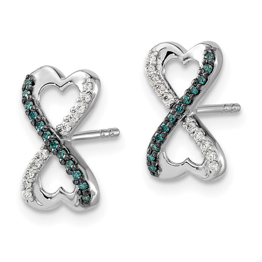 Buy 14K White Gold Infinity Heart Earrings with Blue & White Diamonds - Stylish Value