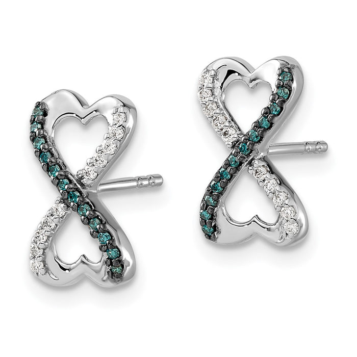 Buy 14K White Gold Infinity Heart Earrings with Blue & White Diamonds - Stylish Value-2
