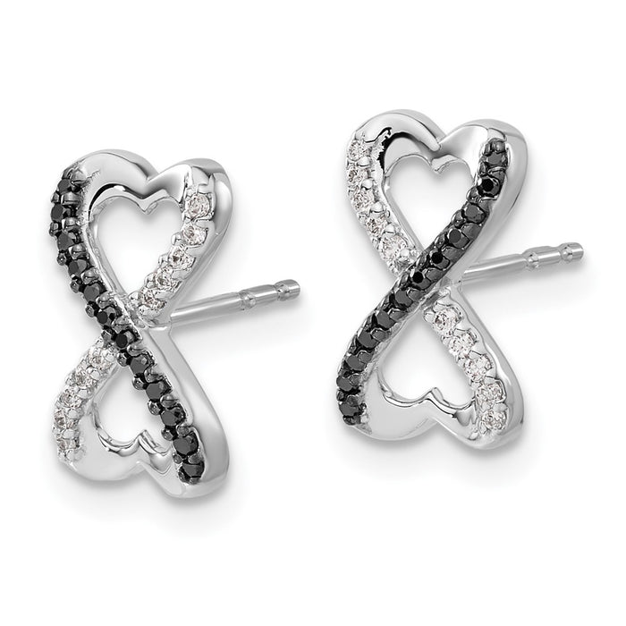 Exclusive 14K White Gold Infinity Heart Earrings - Stylish Black & White Diamonds-2