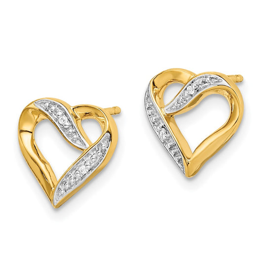 High-Quality 14K Gold Marquise Diamond Heart Stud Earrings - Stylish Value!