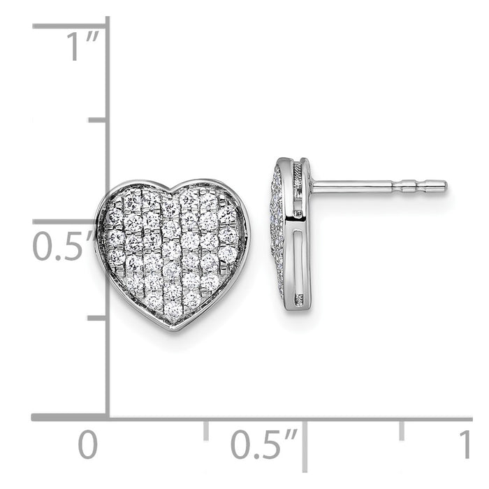High-Quality 14K White Gold 1/2 Carat Diamond Heart Stud Earrings - Stylish Value!-3