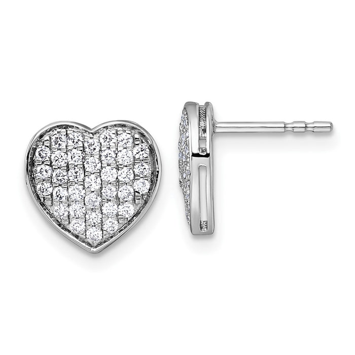 High-Quality 14K White Gold 1/2 Carat Diamond Heart Stud Earrings - Stylish Value!-1